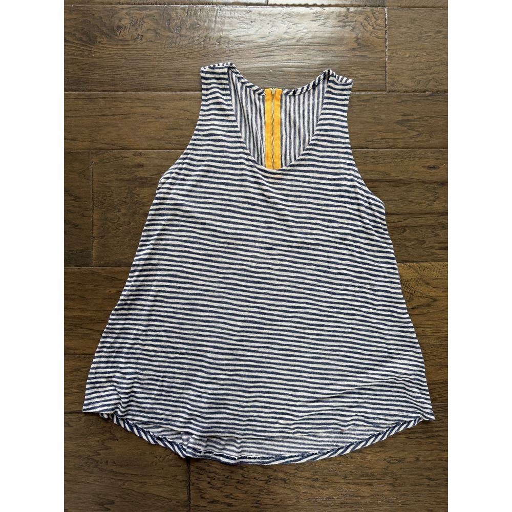 Striped Sleeveless Tank Top with Zipper Detail Boho Costal Grandma